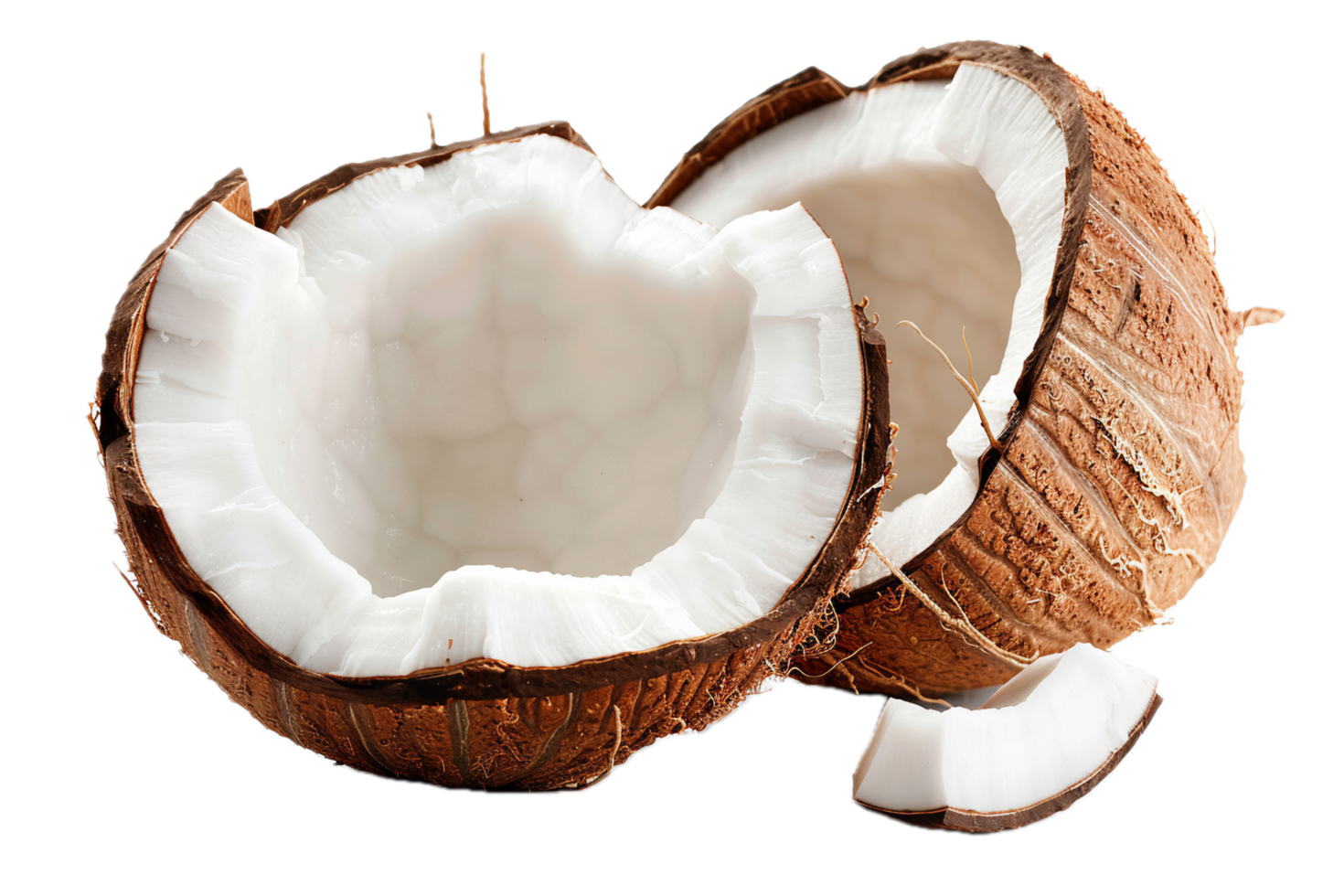 AI generated Cracked Open Coconut with Visible Flesh png