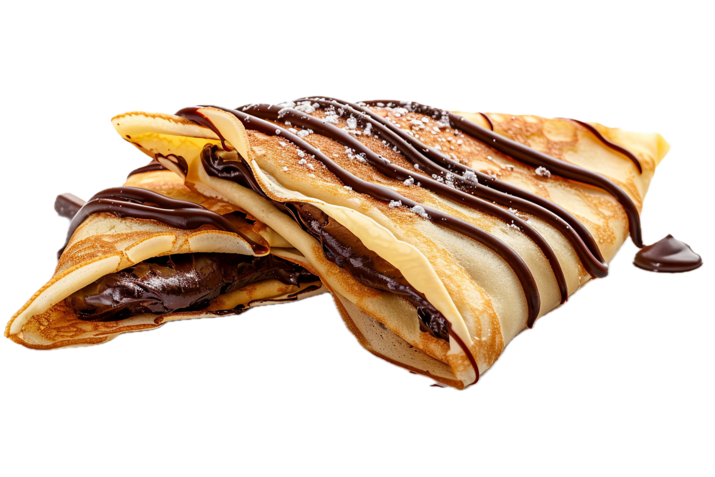 AI generated Chocolate Drizzled Crepes with Chips png