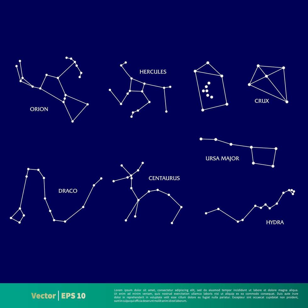 Set Constellation Star Icon Vector Logo Template Illustration Design. Vector EPS 10.