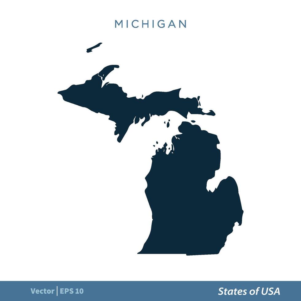 Michigan - States of US Map Icon Vector Template Illustration Design. Vector EPS 10.