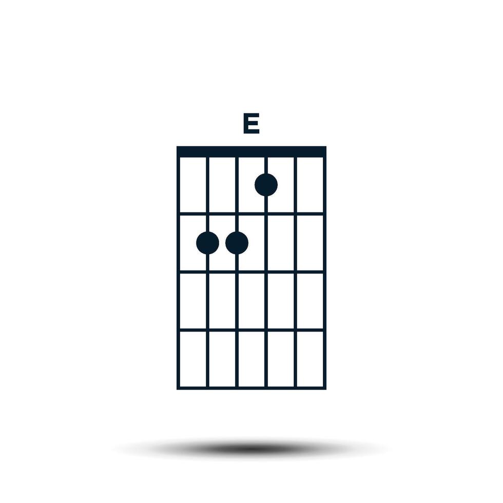 E, Basic Guitar Chord Chart Icon Vector Template