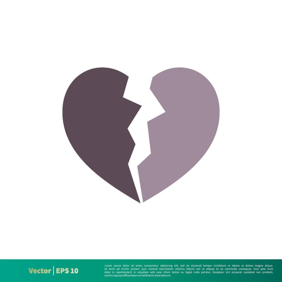 Broken Heart Icon Vector Logo Template Illustration Design. Vector EPS 10.