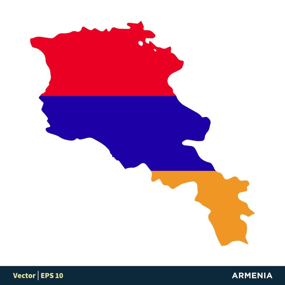 Armenia - Europe Countries Map and Flag Vector Icon Template Illustration Design. Vector EPS 10.