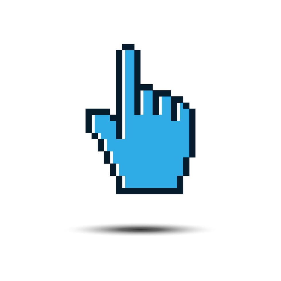 cursor puntero icono modelo. hacer clic dedo píxel ilustración diseño. vector