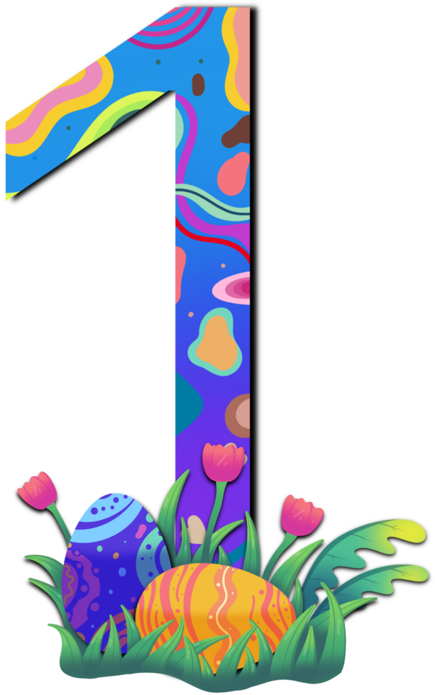 Happy Easter colorful pattern letter. png