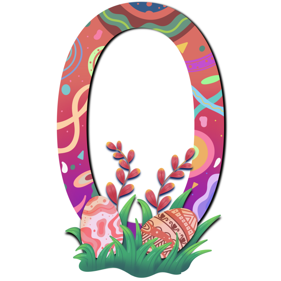 Happy Easter colorful pattern letter. png