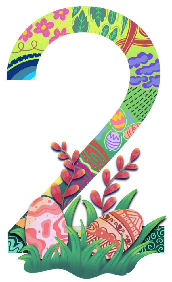 Happy Easter colorful pattern letter. png