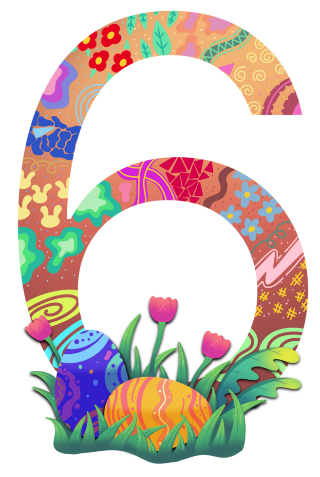 Happy Easter colorful pattern letter. png
