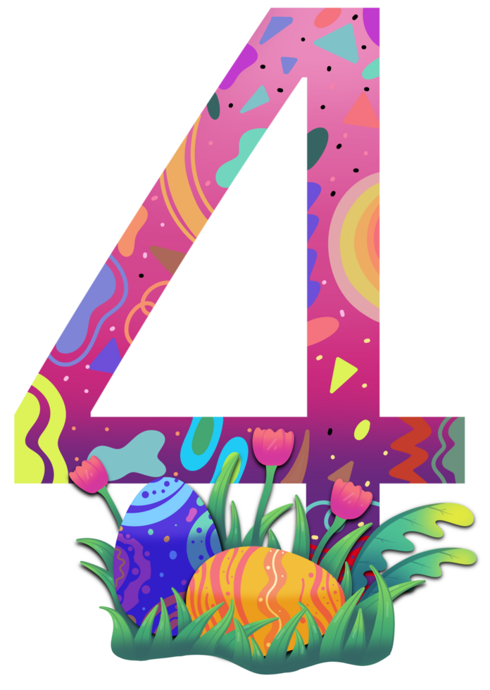 Happy Easter colorful pattern letter. png