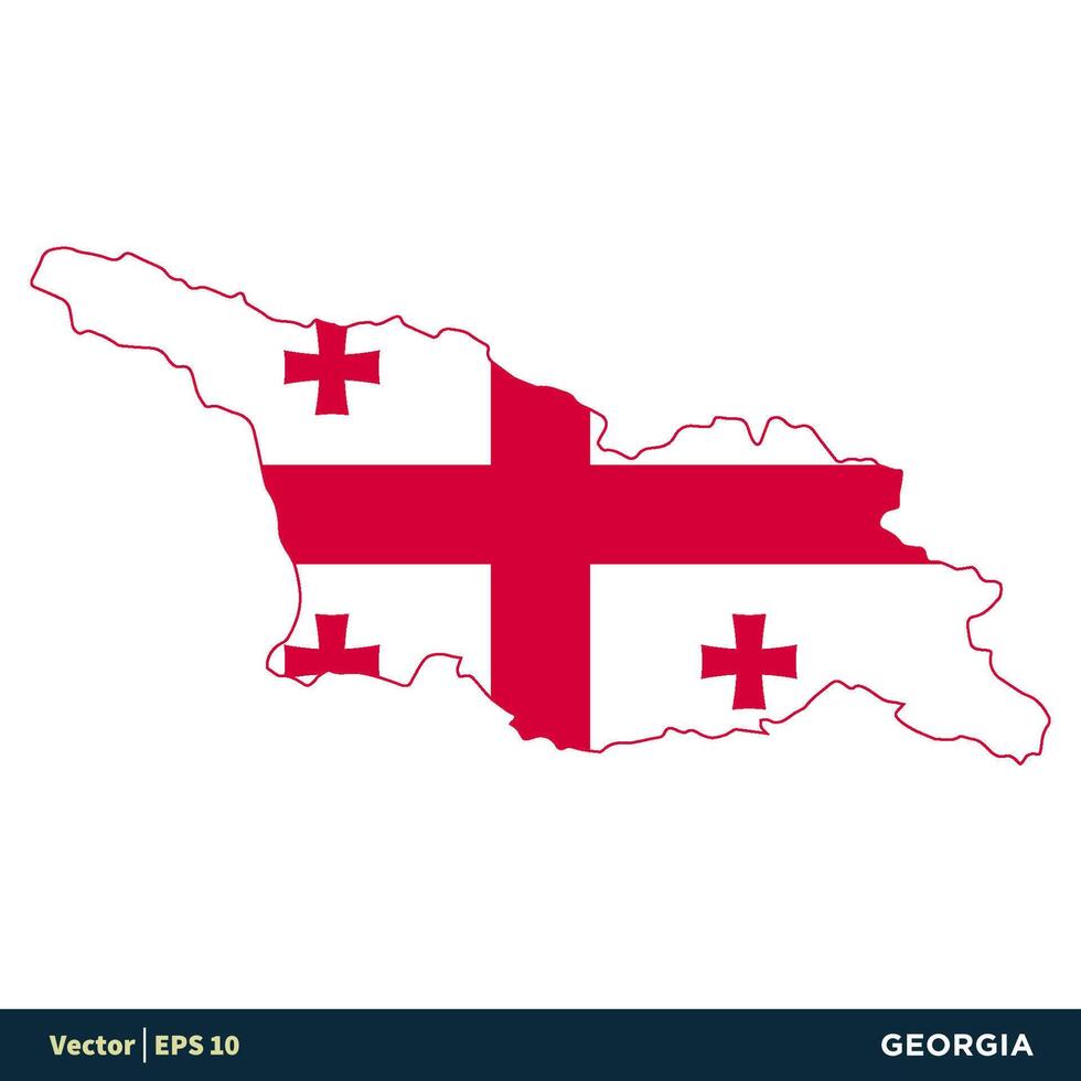 Georgia - Europa países mapa y bandera vector icono modelo ilustración diseño. vector eps 10