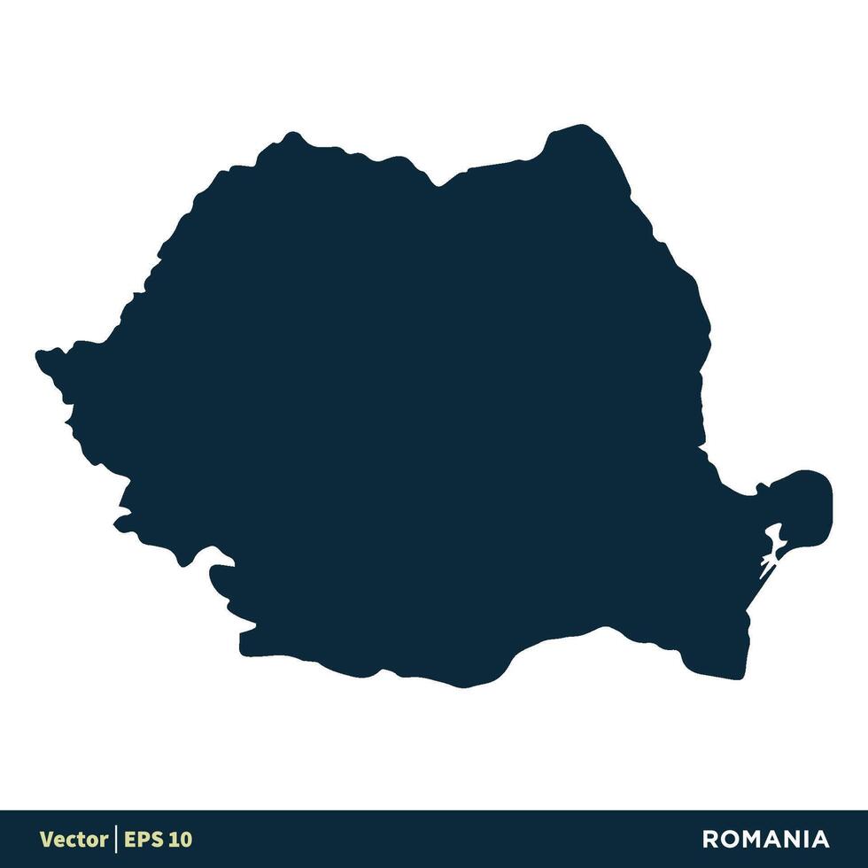 Rumania - Europa países mapa vector icono modelo ilustración diseño. vector eps 10