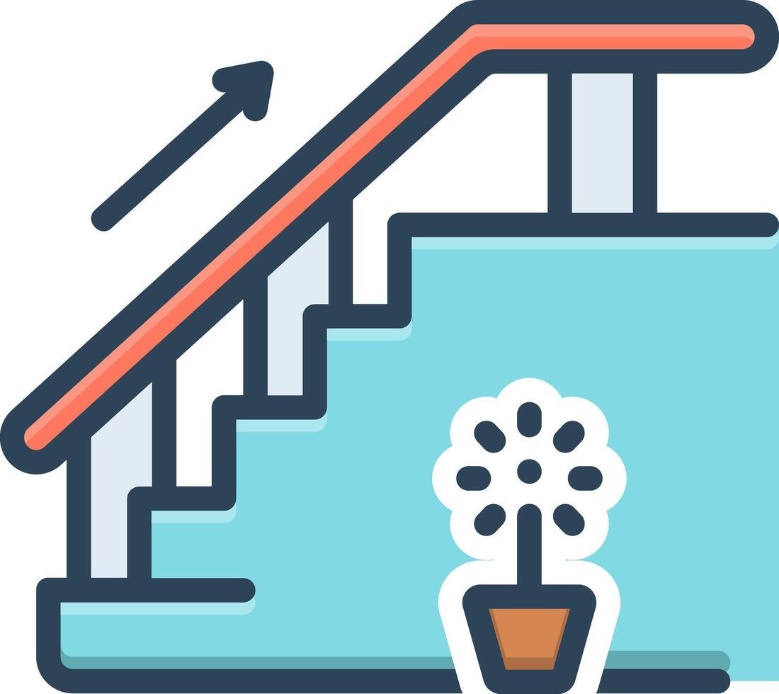 Vector color icon for upstair