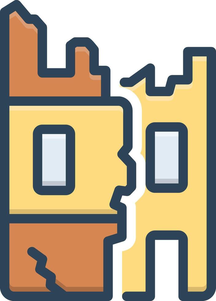 Vector color icon for destroyed