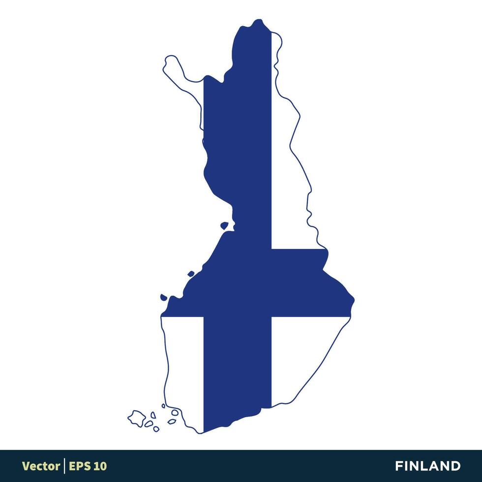 Finland - Europe Countries Map and Flag Vector Icon Template Illustration Design. Vector EPS 10.