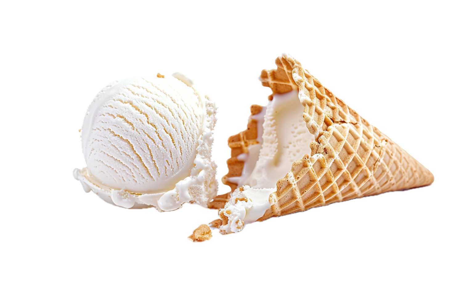 AI generated Melting Vanilla Ice Cream Cone png