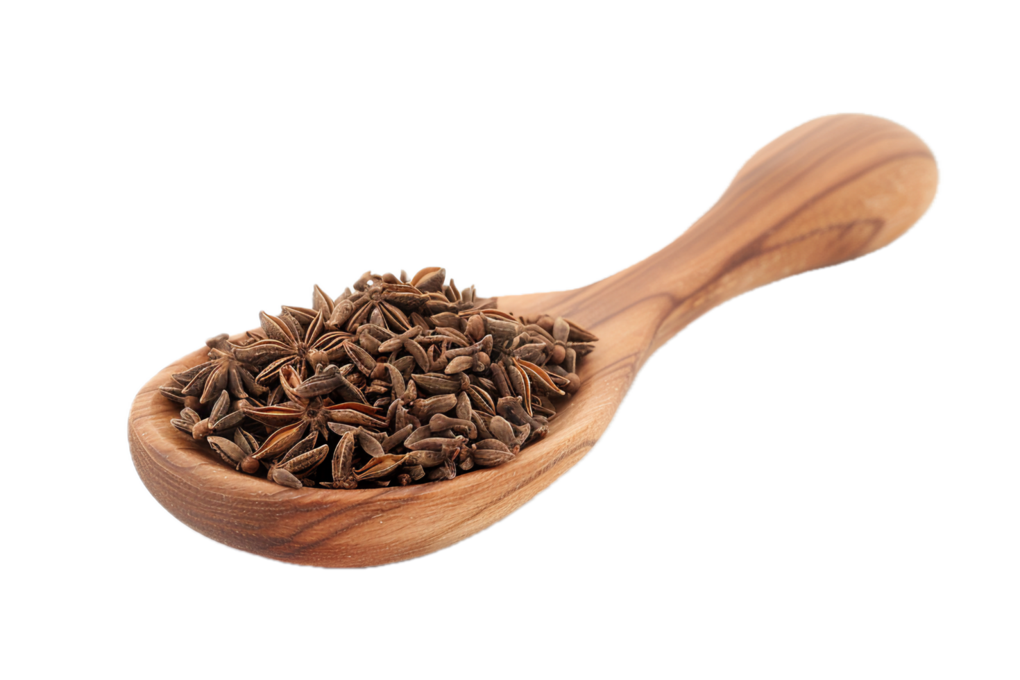 AI generated Dried Aniseed in a Rustic Wooden Spoon png