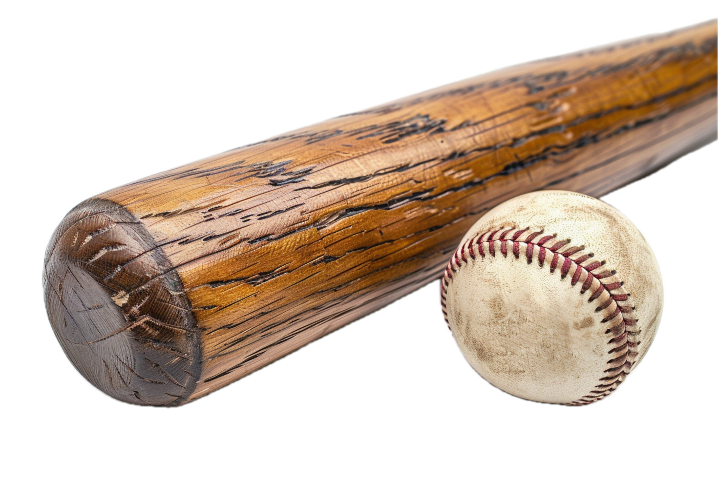 AI generated Weathered Baseball Bat and Ball png