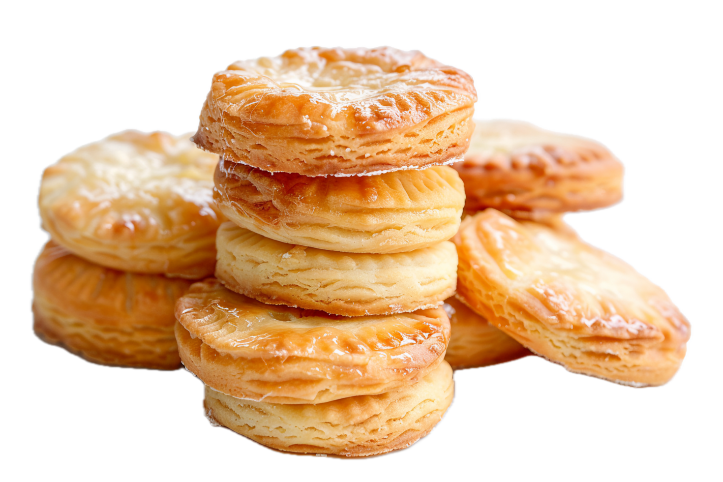 AI generated Stacked Golden Brown Flaky Pastries png
