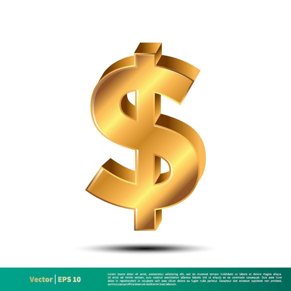 Gold Dollar Sign Icon Vector Logo Template Illustration Design. Vector