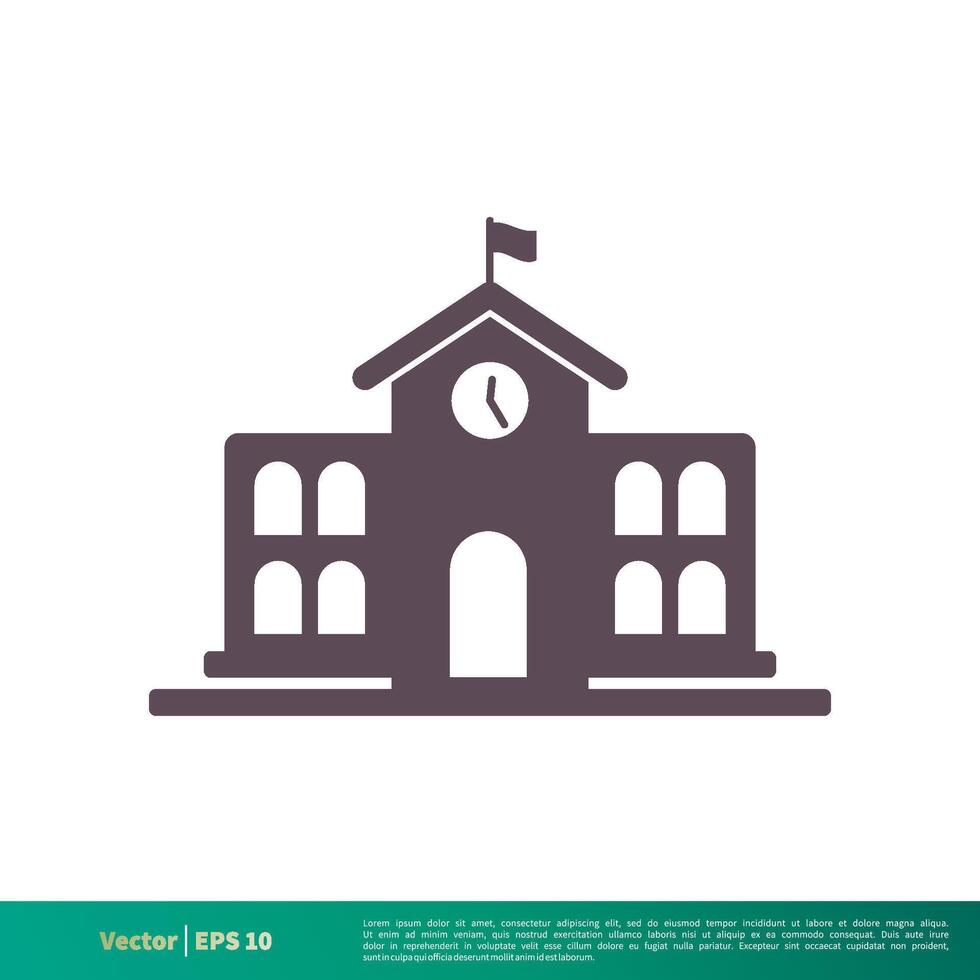 School Building Icon Vector Logo Template Illustration Design. Vector EPS 10.