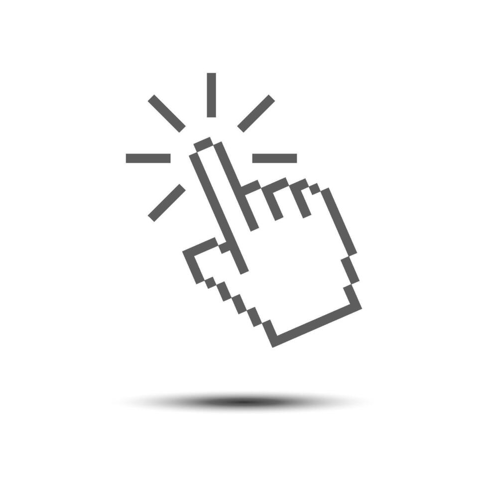 Cursor Pointer Icon Template. Click Finger Pixel Illustration Design. vector