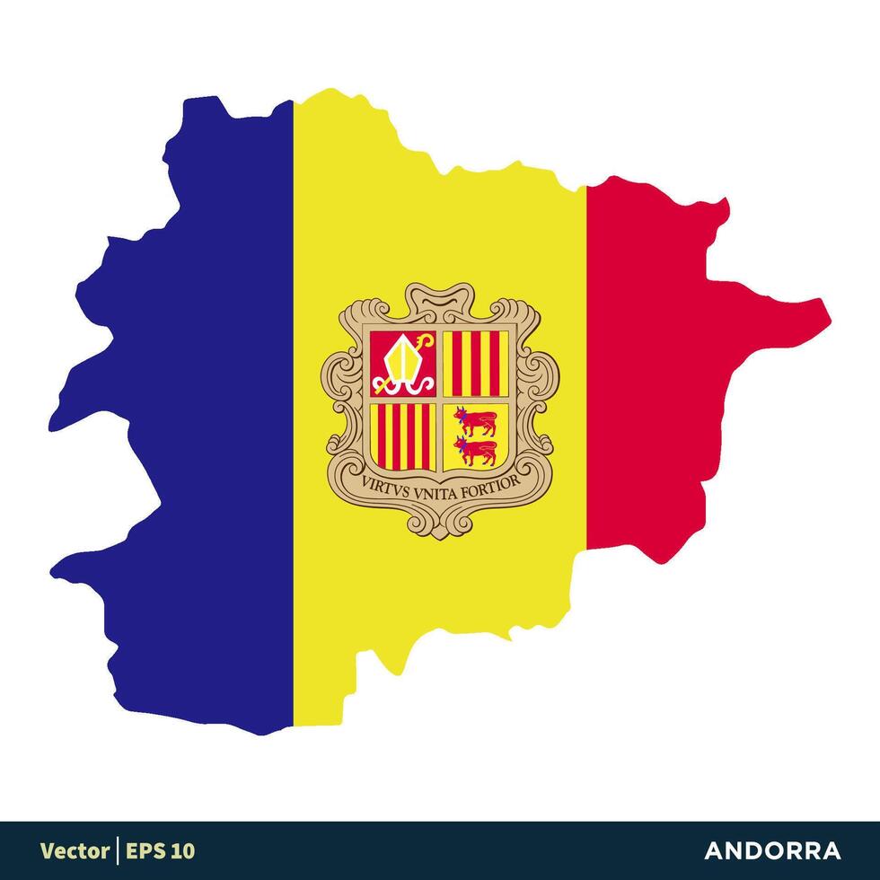 Andorra - Europe Countries Map and Flag Vector Icon Template Illustration Design. Vector EPS 10.