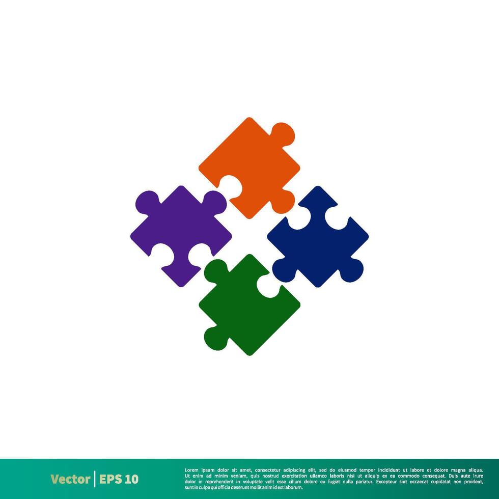 Puzzle Colorful Pieces Icon Vector Logo Template Illustration Design. Vector EPS 10.