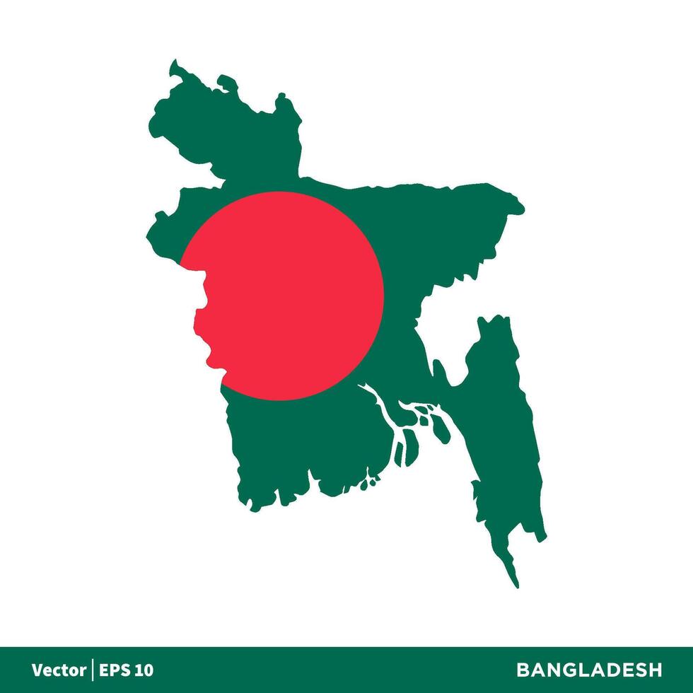 Bangladesh - Asia Countries Map and Flag Icon Vector Logo Template Illustration Design. Vector EPS 10.
