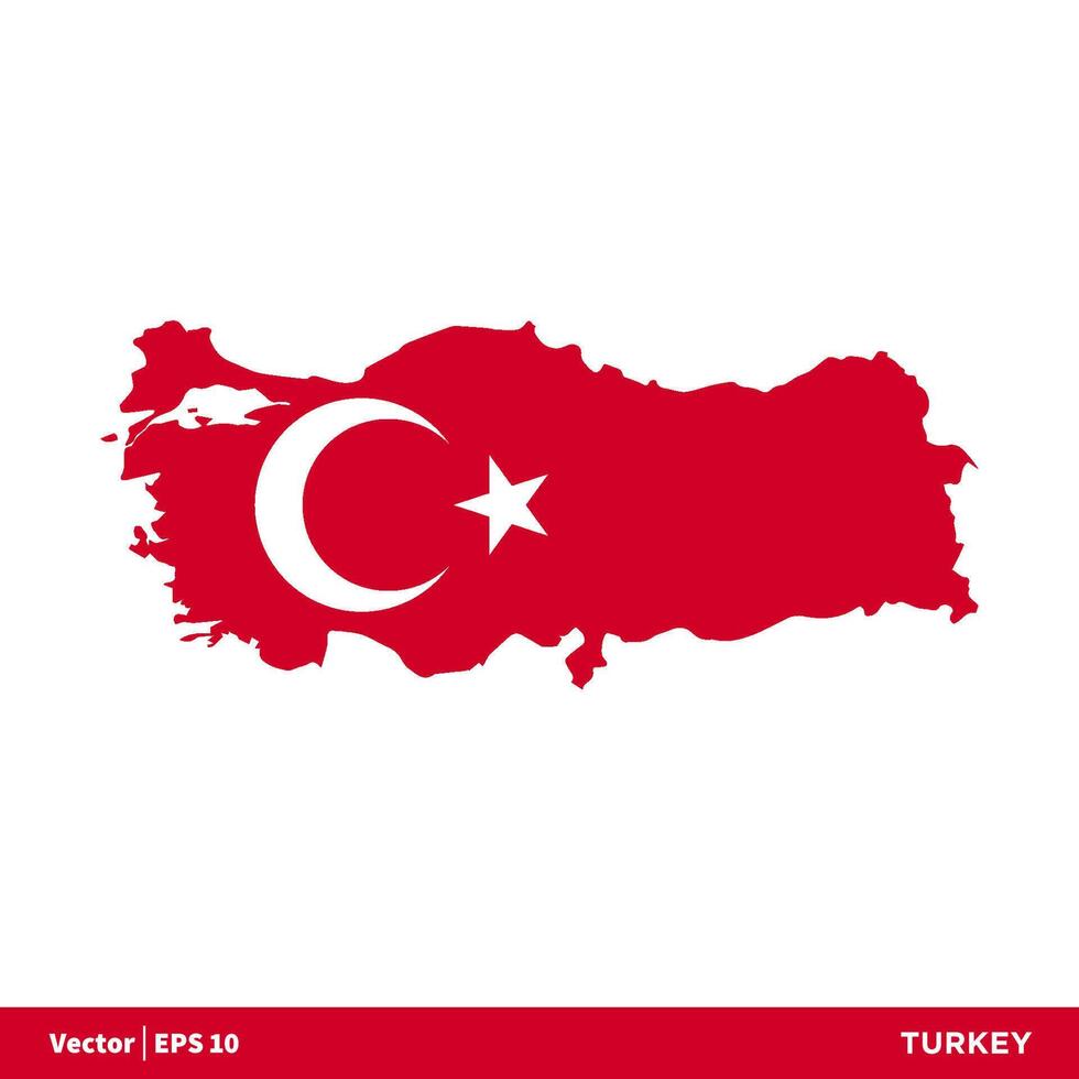 Turkey - Europe Countries Map and Flag Vector Icon Template Illustration Design. Vector EPS 10.