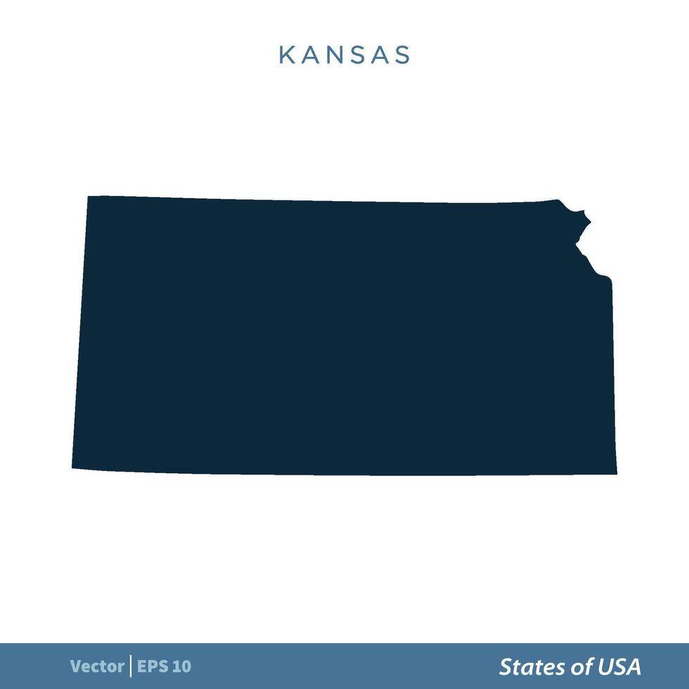Kansas - estados de nosotros mapa icono vector modelo ilustración diseño. vector eps 10