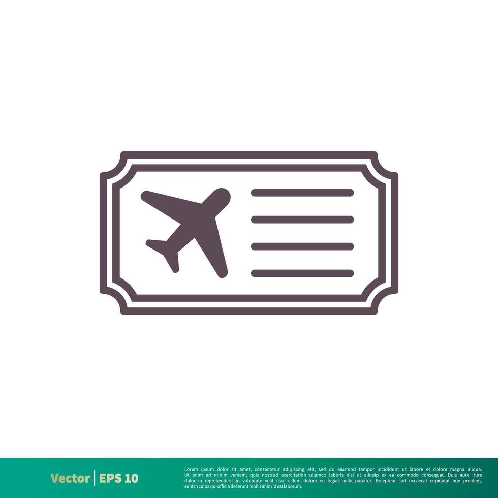 Airplane Ticket Icon Vector Logo Template Illustration Design. Vector EPS 10.