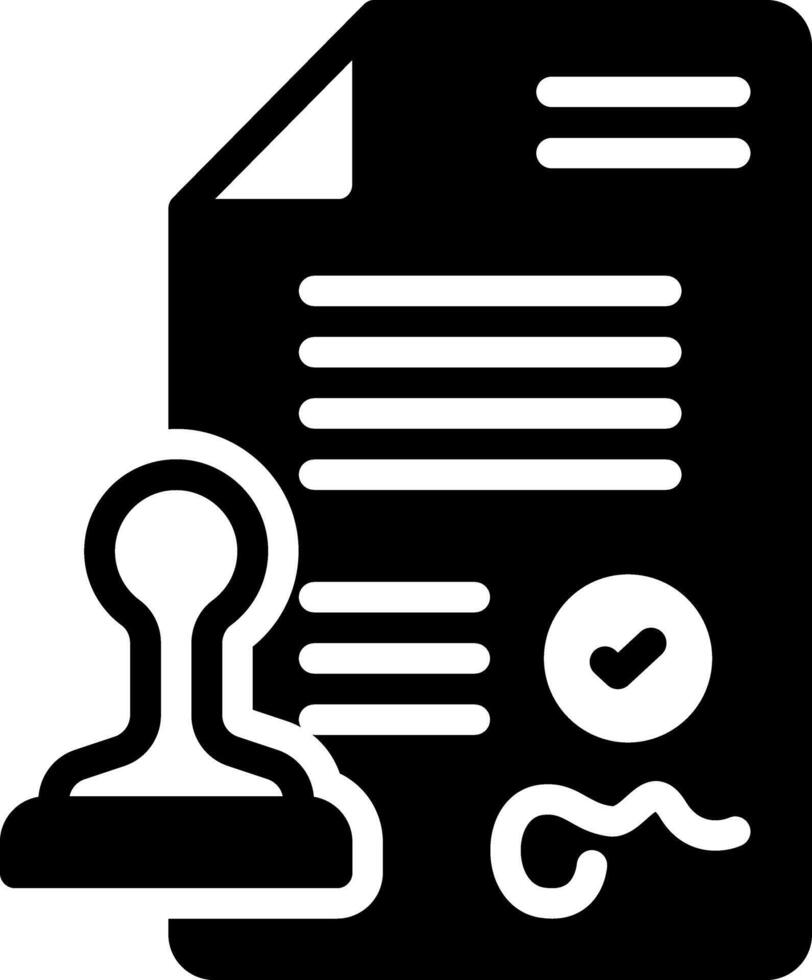 Solid black icon for permit vector