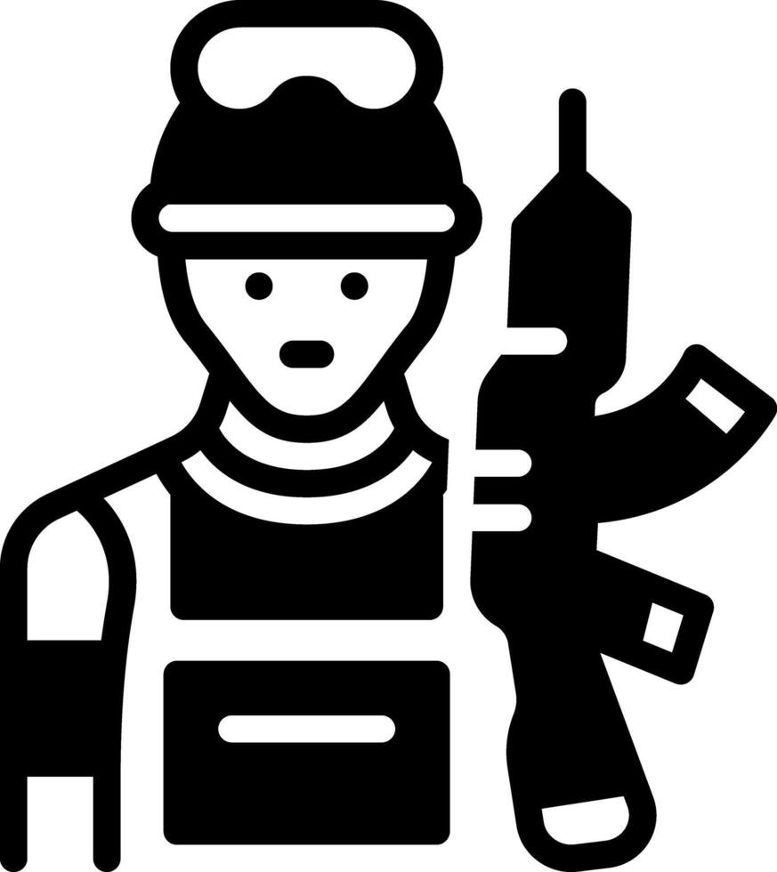 Solid black icon for soldier vector