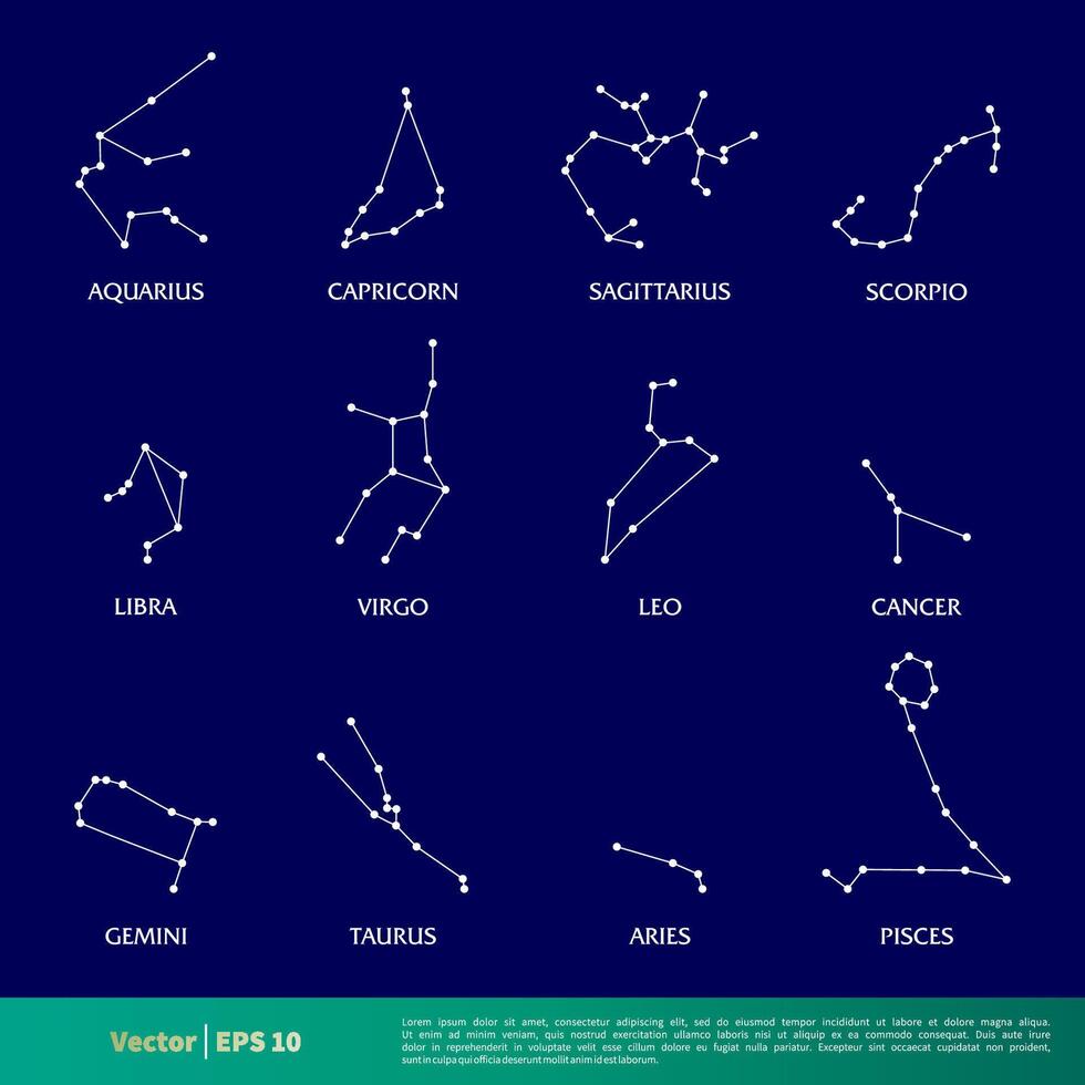 Set Astronomy Constellation Star Icon Vector Logo Template Illustration Design. Vector EPS 10.