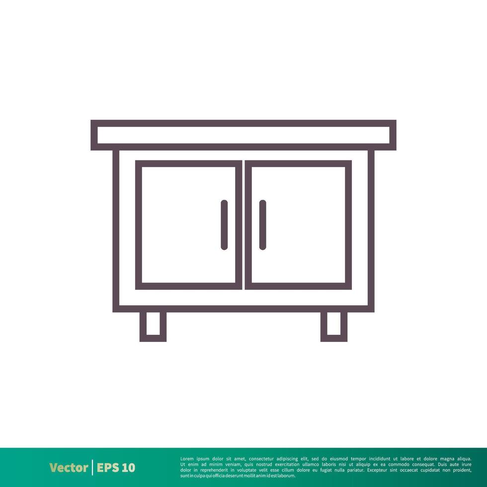 Cabinet Drawer Interior Icon Vector Logo Template Illustration Design. Vector EPS 10.