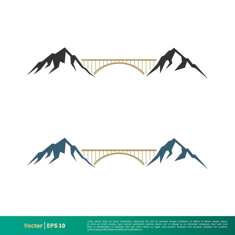 puente y montaña icono vector logo modelo ilustración diseño. vector eps 10