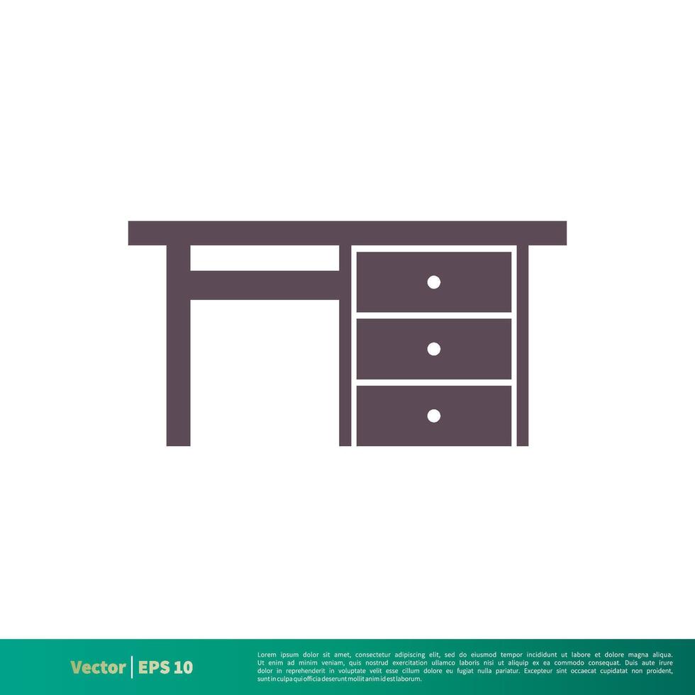 mesa - mueble interior icono vector logo modelo ilustración diseño. vector eps 10