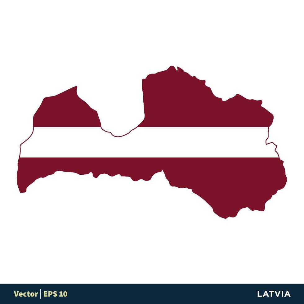 Latvia - Europe Countries Map and Flag Vector Icon Template Illustration Design. Vector EPS 10.