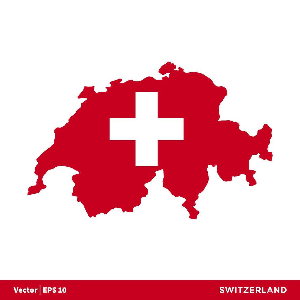 Switzerland - Europe Countries Map and Flag Vector Icon Template Illustration Design. Vector EPS 10.