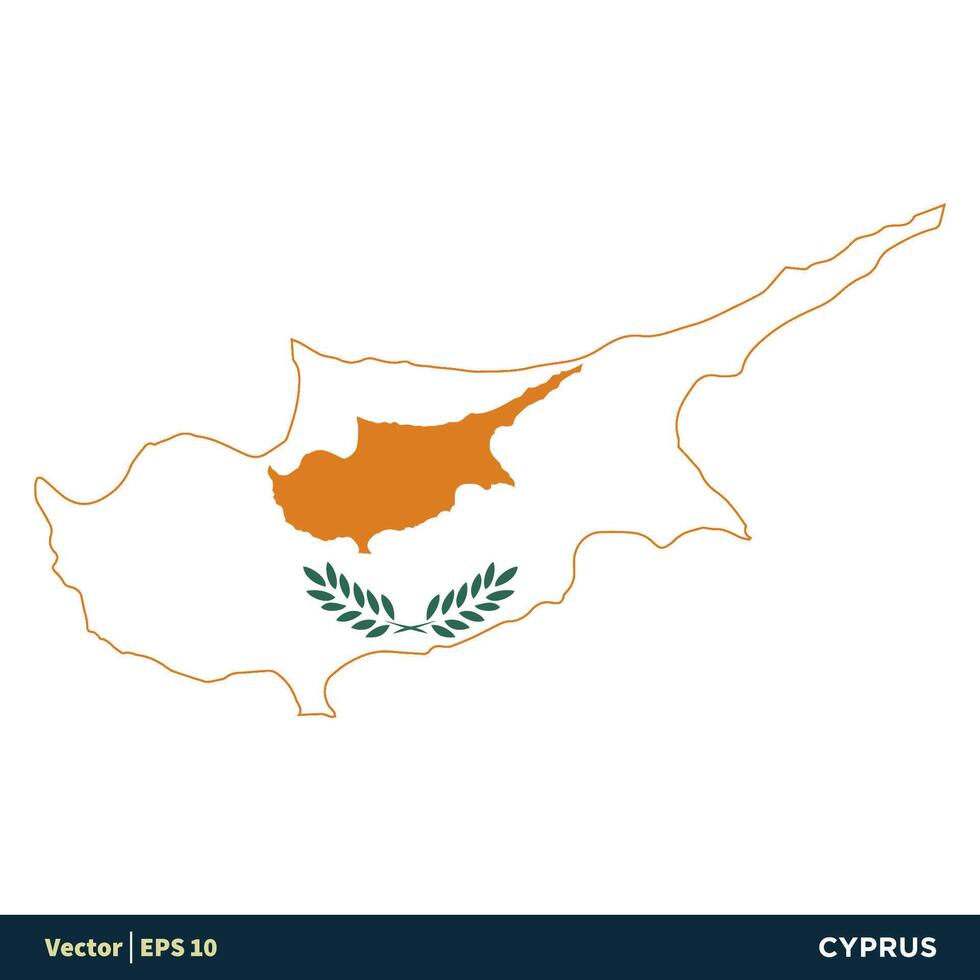 Cyprus - Europe Countries Map and Flag Vector Icon Template Illustration Design. Vector EPS 10.