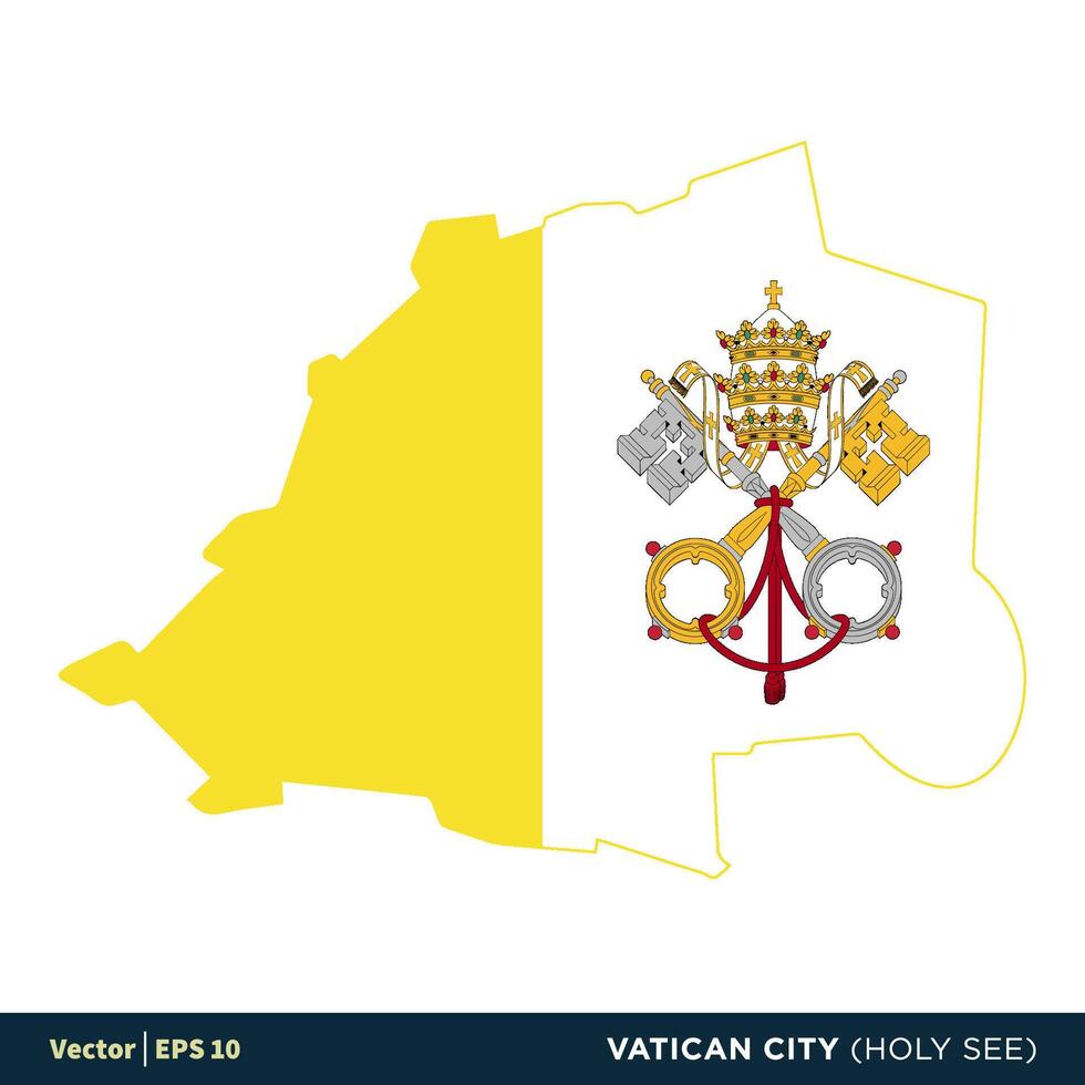 Vatican - Europe Countries Map and Flag Vector Icon Template