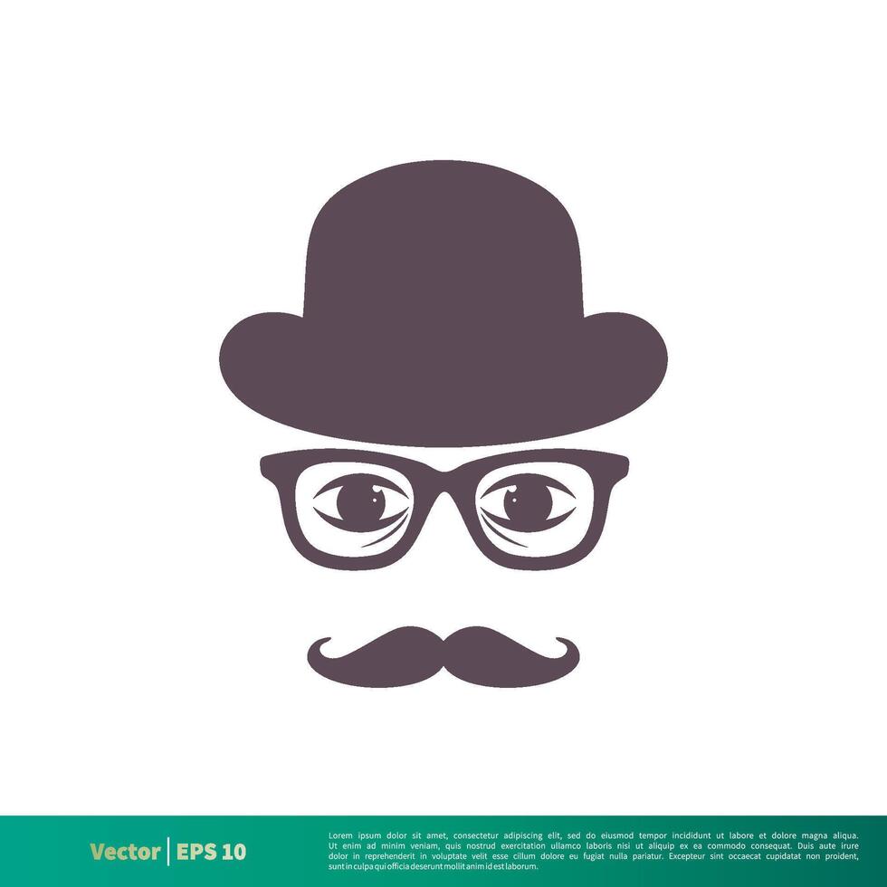 Retro Mustache, Eyeglasses and Hat Icon Vector Logo Template Illustration Design. Vector EPS 10.