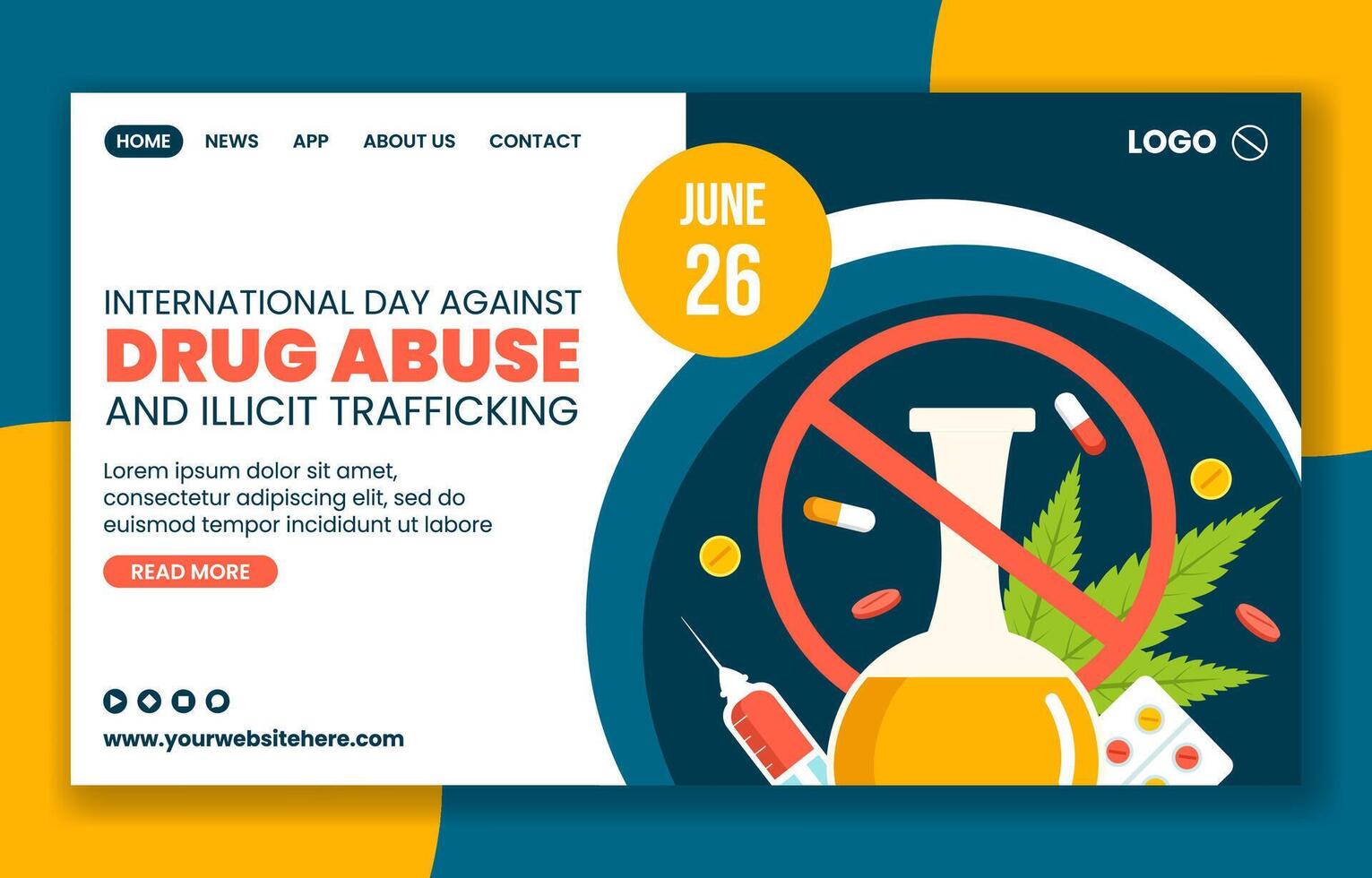 Drug Abuse and Trafficking Social Media Landing Page Cartoon Templates Background Illustration vector
