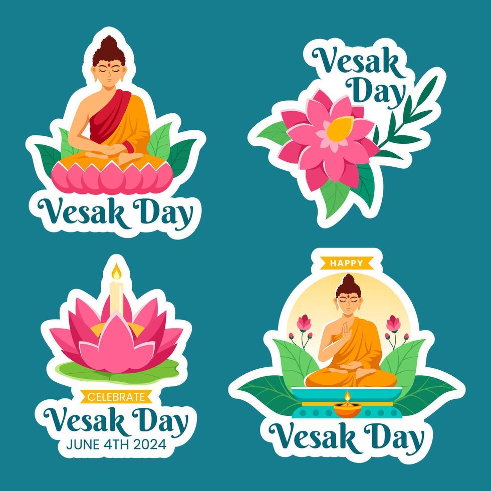 Vesak Day Label Flat Cartoon Hand Drawn Templates Background Illustration vector