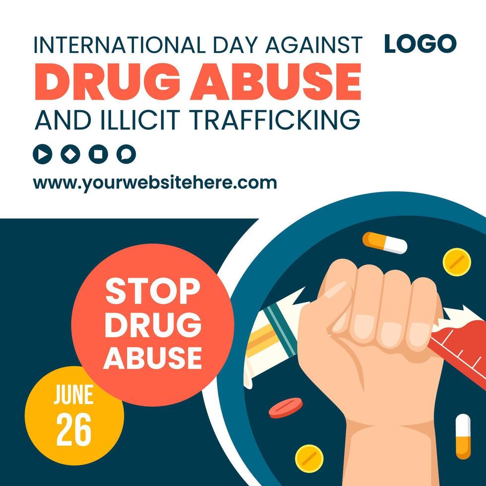 Drug Abuse and Trafficking Social Media Illustration Flat Cartoon Hand Drawn Templates Background vector