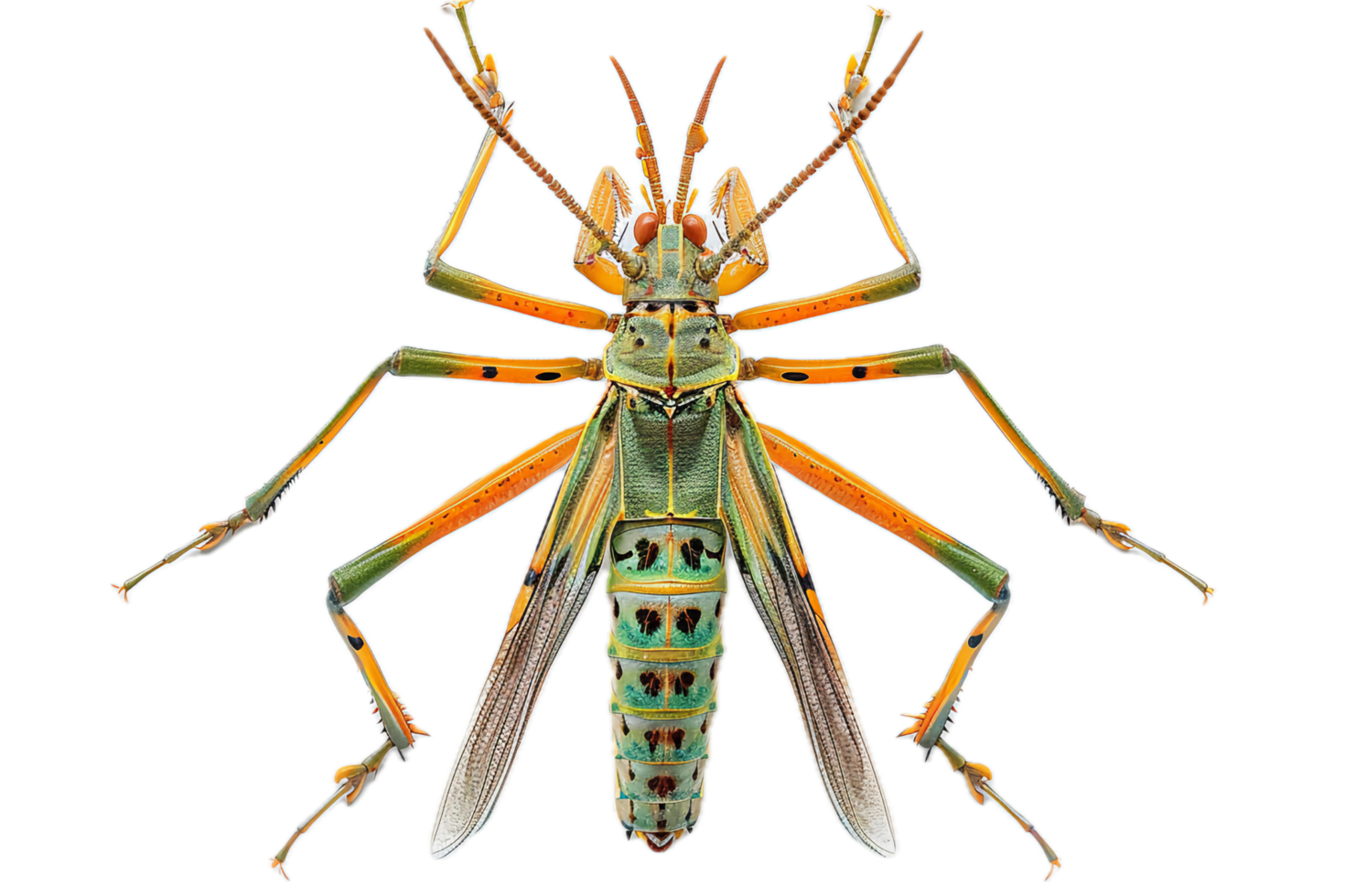 AI generated Close-Up of a Colorful Grasshopper png