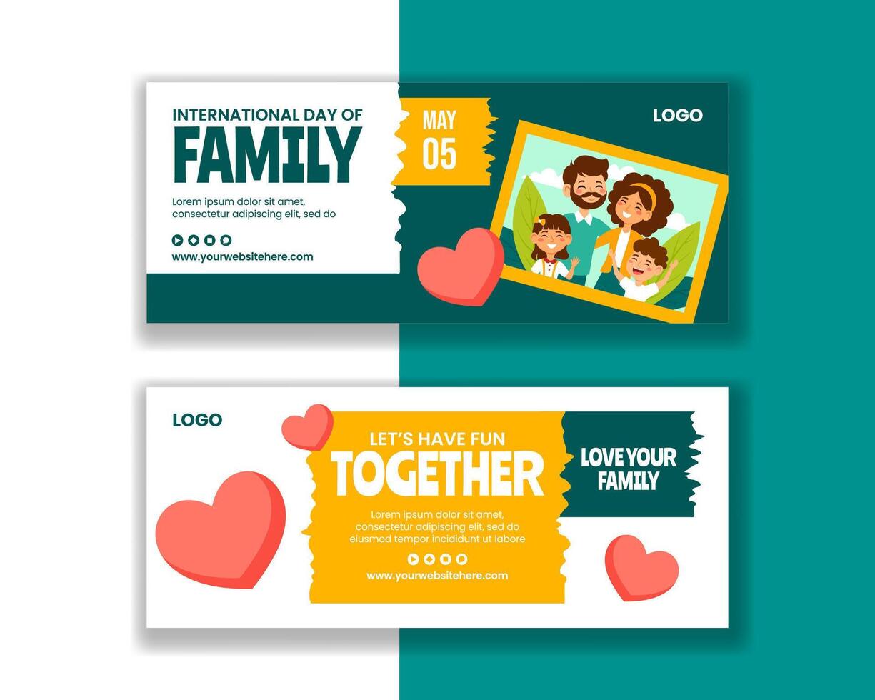 Day of Family Horizontal Banner Flat Cartoon Hand Drawn Templates Background Illustration vector
