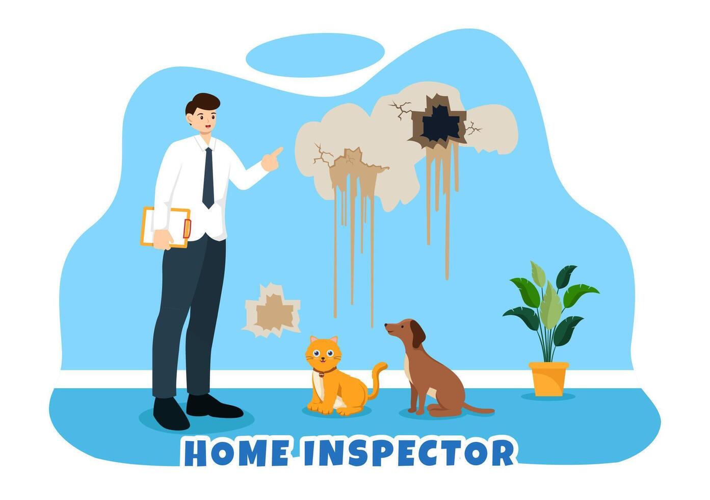 Home Inspector Vector Illustration with Checks the Condition of the House and Writes a Report for Maintenance Rent Search in Flat Background