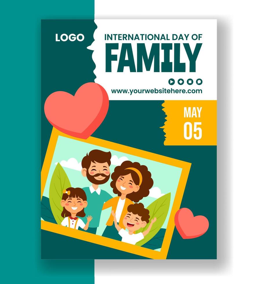Day of Family Vertical Poster Flat Cartoon Hand Drawn Templates Background Illustration vector