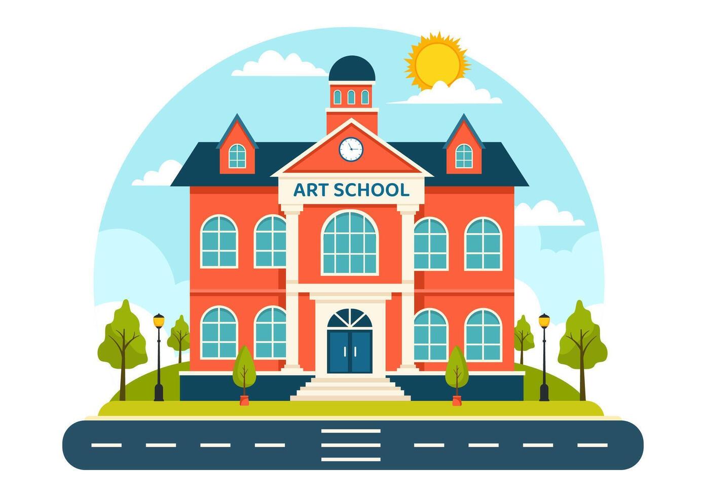 Art School Vector Illustration with Kids of Painting with Live Model or Object using Tools and Equipment in Flat Cartoon Background Design